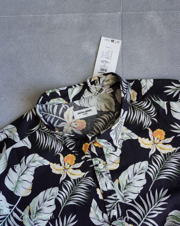 پیراهن هاوایی مشکی طرح گل Jack&Jones