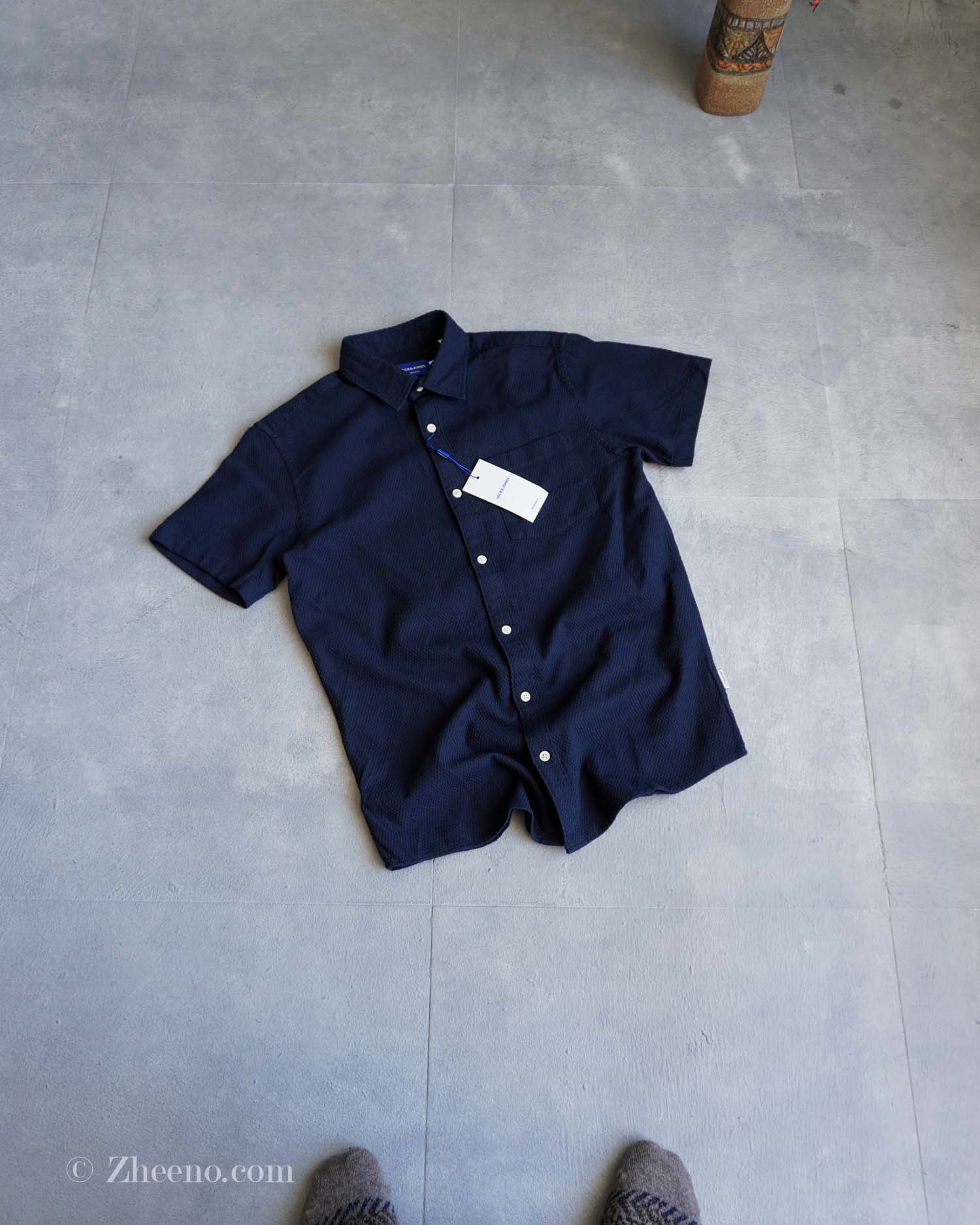 پیراهن نخی آستین کوتاه سرمه ای تیره Jack&Jones