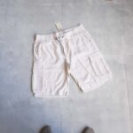 شلوارک لینن خاکی ساده بند دار Livergy