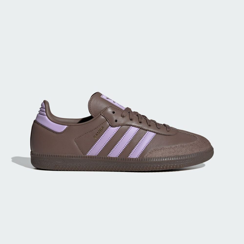 Adidas Samba OG JI1870 با رویه چرم قهوه‌ای و پنجه جیر