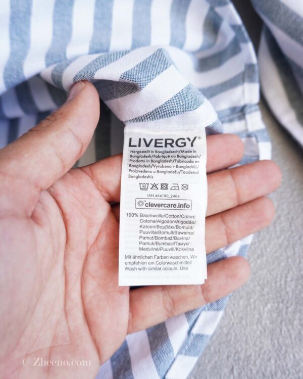 پیراهن لنین راه راه طوسی و سفیدLivergy