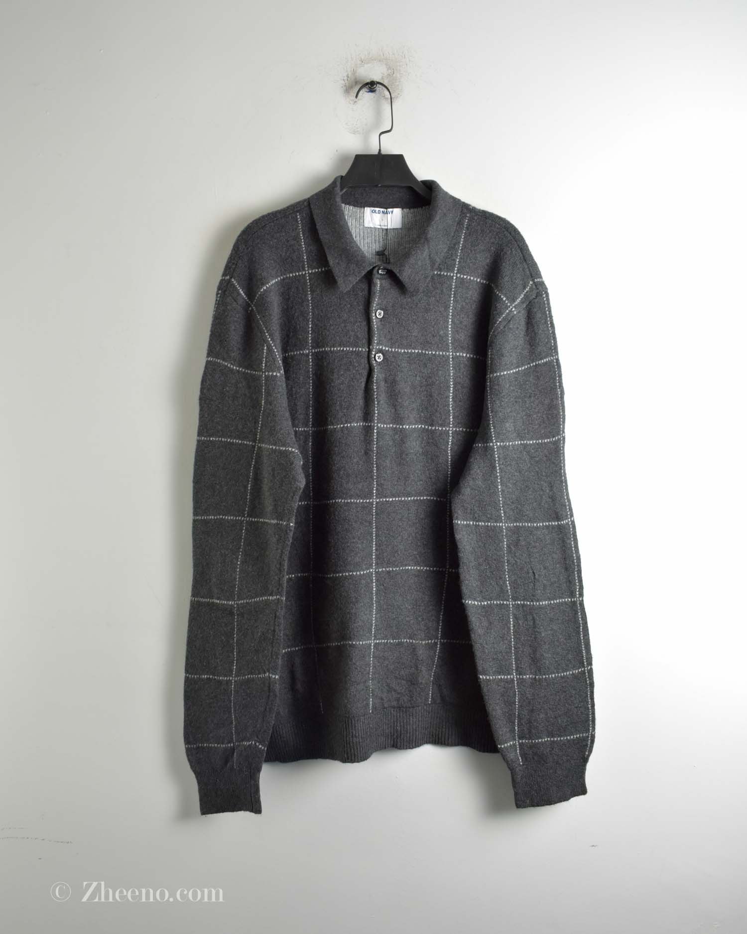بافت وینتیج یقه دار سه دکمه Old Navy